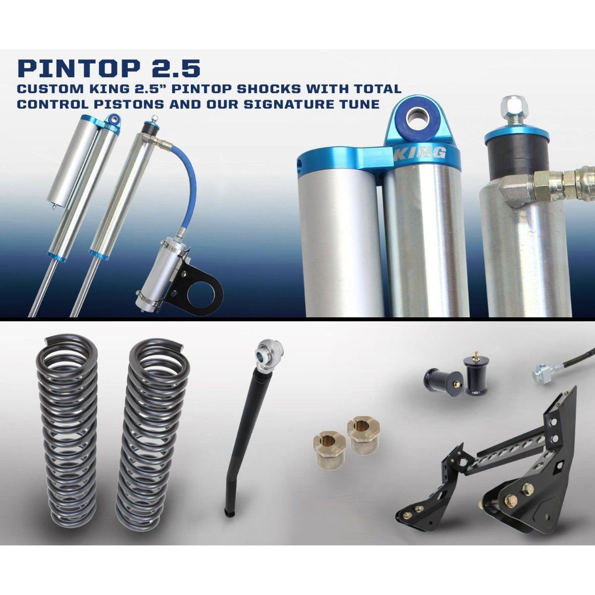 '11-16 Ford F250/350 Carli Suspension 2.5 Pintop System - 2.5" Lift Display of Included Parts