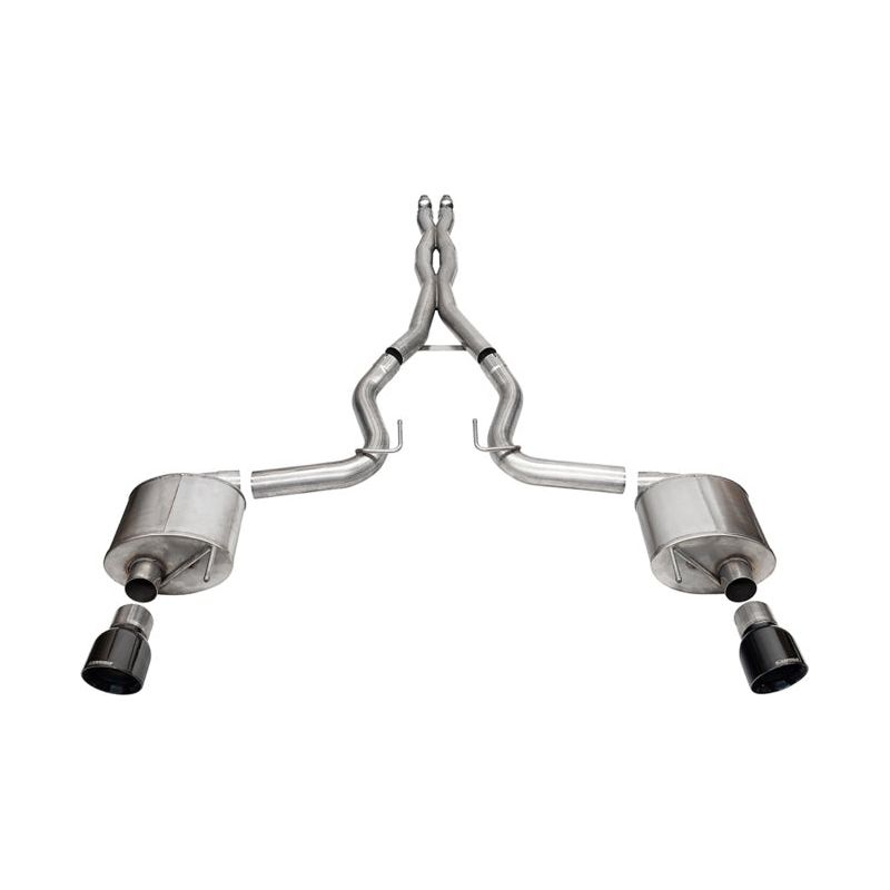 Corsa 2024 Ford MustangGT Sport Cat-Back Ex.Sys 3.0in Dual Rear Exit w/4.5in Blk PVD Pro Series Tips