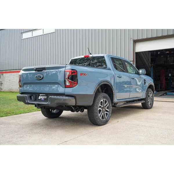 Corsa 2024-2025 Ford Ranger 3in Cat-Back Exhaust 4in Black PVD Pro-Series Slash Cut Twin Tip