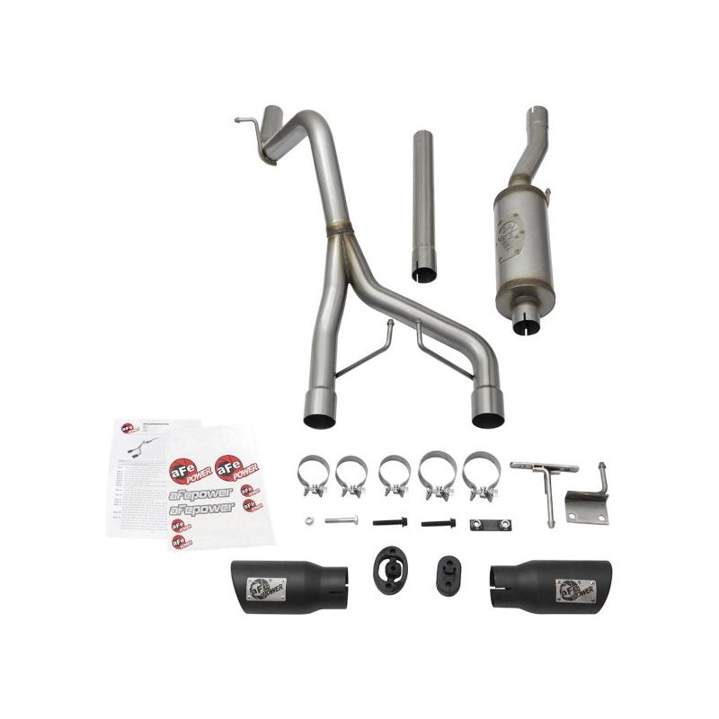 aFe Rebel Series CB 2.5in Dual Center Exit SS Exhaust w/ Black Tips 07-15 Jeep Wrangler 3.6L/3.8L V6