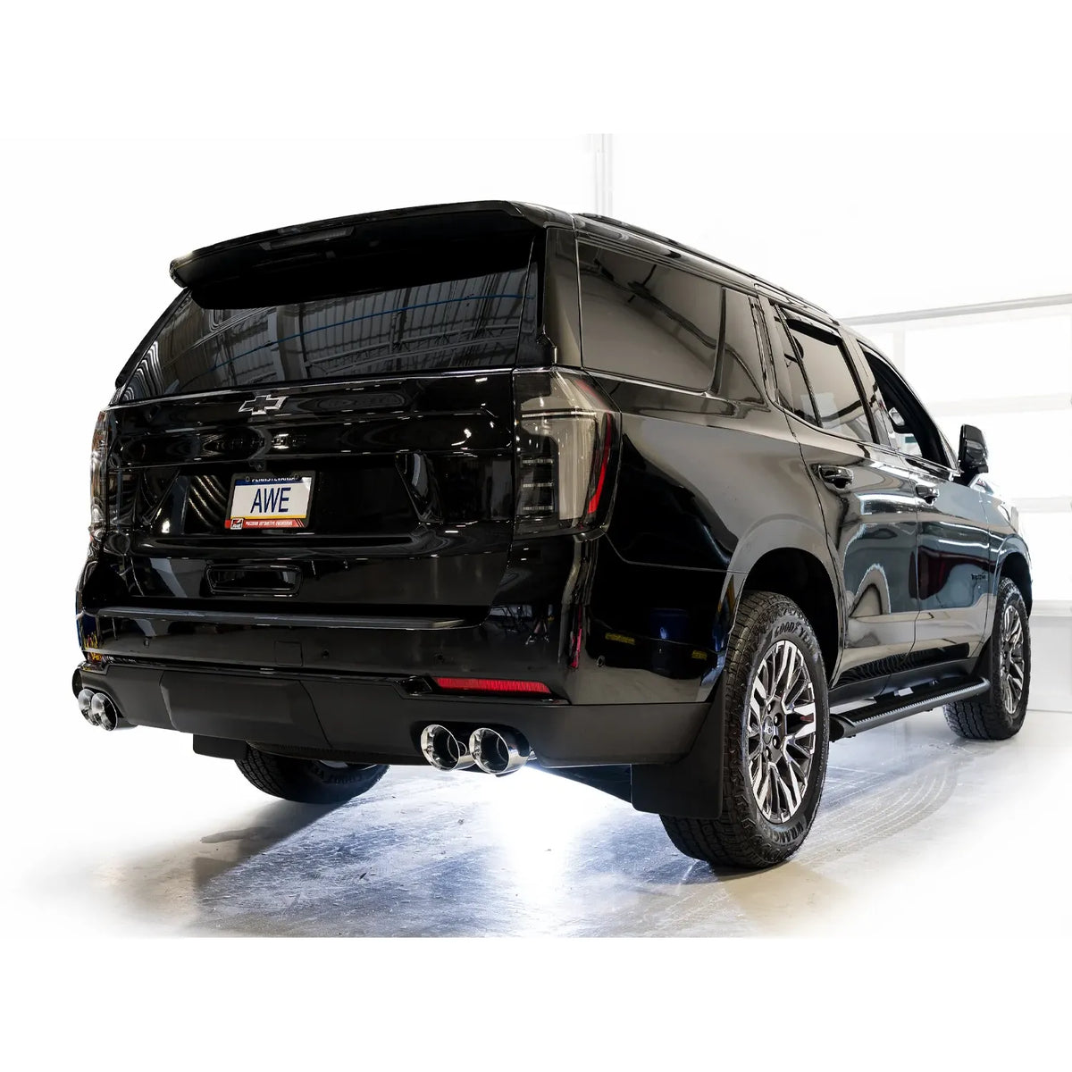 AWE Tuning 2021+ GMC Tahoe/Yukon 5.3L 0FG Split Rear Exit Catback Exhaust - Quad Chrome Silver Tips