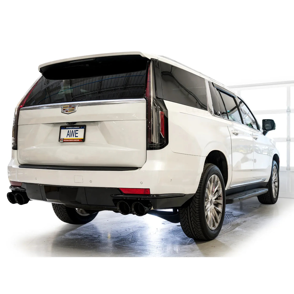AWE Tuning 2021+ Cadillac Escalade 6.2L ESV 0FG Dual Exit Exhaust System w/ 5in Diamond Blk Tips