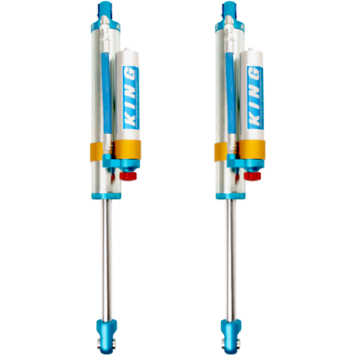 King Shocks 2005+ Ford F-250/F-350 4WD Rear 2.5 Dia Piggy Hose Reservoir Shock w/Adjuster (Pair)