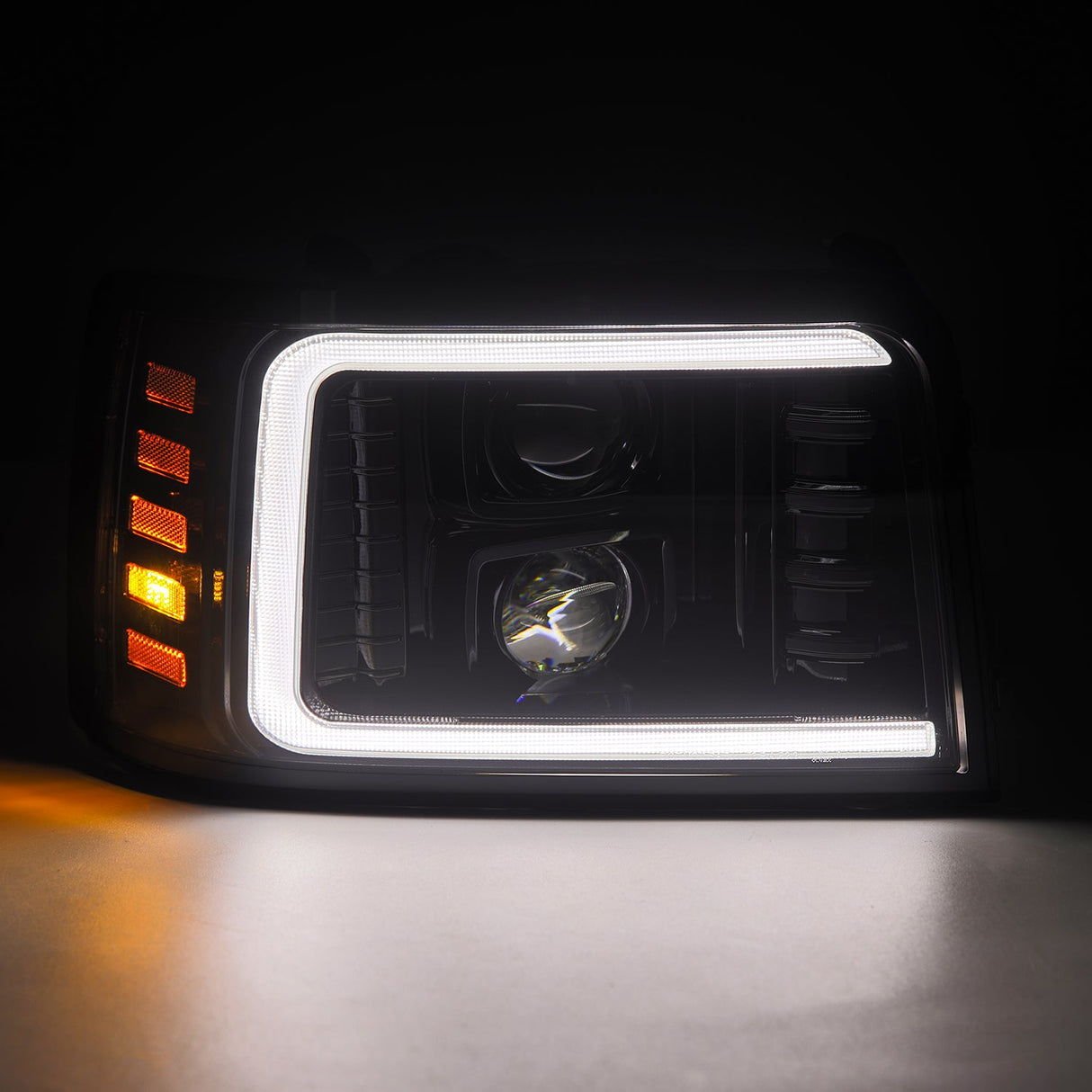 92-96 Ford F-Series/Bronco LED Projector Headlights Alpha-Black | AlphaRex