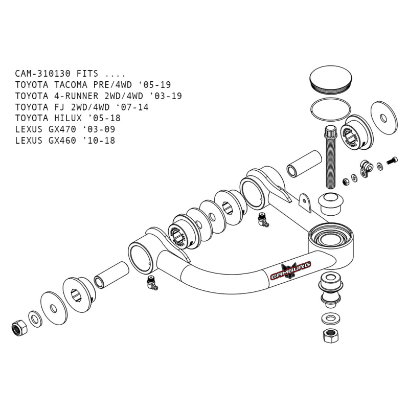 Camburg Toyota Tacoma Pre/4WD 05-23 / 4-Runner 03-23 / FJ 07-14 1.25in Uniball Upper Arms w/ covers