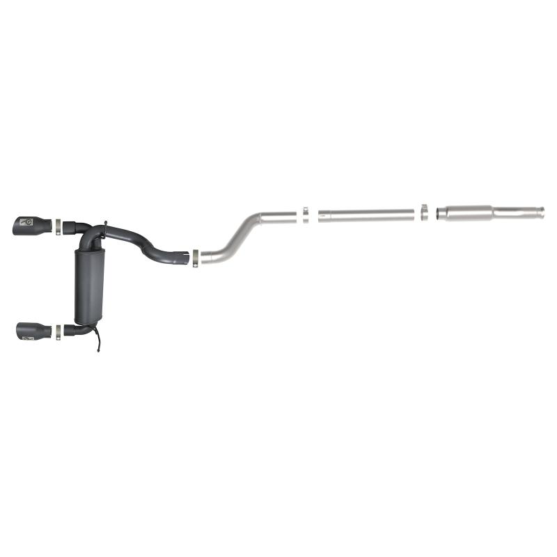 aFe Rebel Series 409 Stainless Steel Cat-Back Exhaust 18-21 Jeep Wrangler JL 2.0L (t) - Black Tip