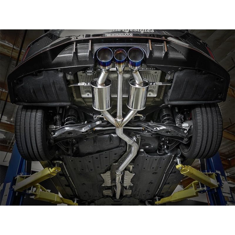 aFe Takeda 3in 304 SS Cat-Back Exhaust w/ Blue Flame Tips 2017+ Honda Civic Type R I4 2.0L (t)