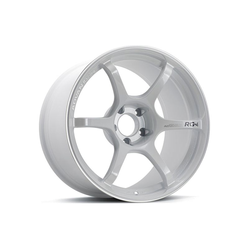 Advan RG-4 18x9 +35 5-114.3 Racing White Metallic & Ring Wheel