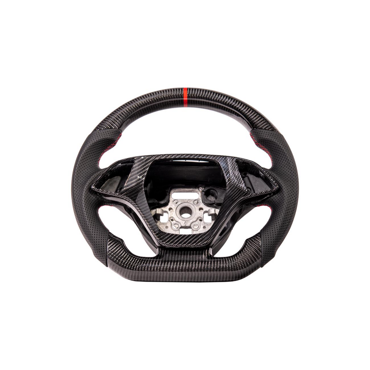 Chevrolet Corvette C7 Black Leather Red Stitching Carbon Fiber Steering Wheel