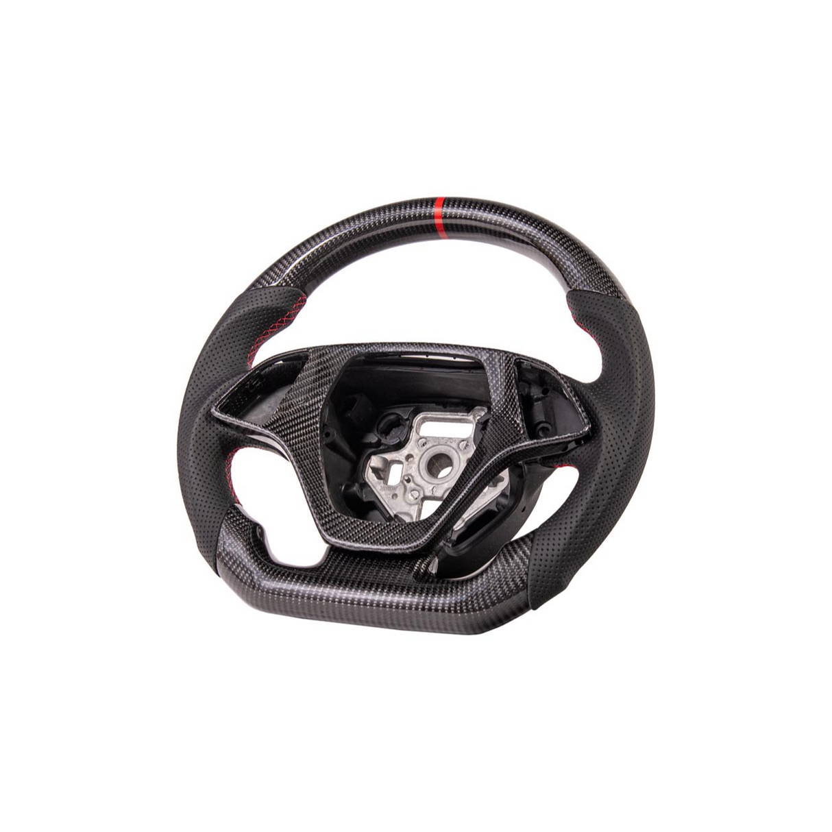 Chevrolet Corvette C7 Black Leather Red Stitching Carbon Fiber Steering Wheel