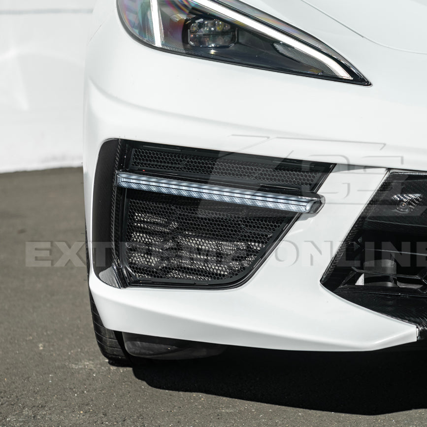 2020+ Corvette C8 Carbon Fiber Sequential LED DRL Light Bar Bezel Insert