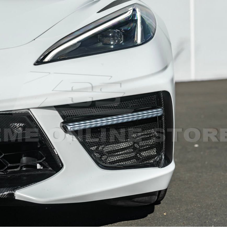 2020+ Corvette C8 Carbon Fiber Sequential LED DRL Light Bar Bezel Insert