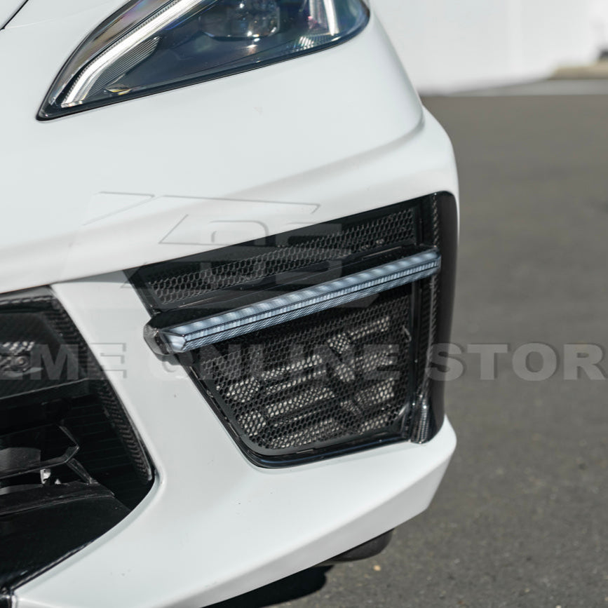 2020+ Corvette C8 Carbon Fiber Sequential LED DRL Light Bar Bezel Insert