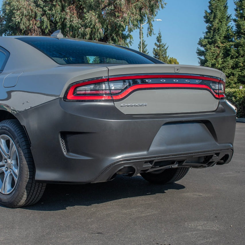 2015+ Dodge Charger SRT Hellcat Conversion Rear Bumper Cover With Diffuser