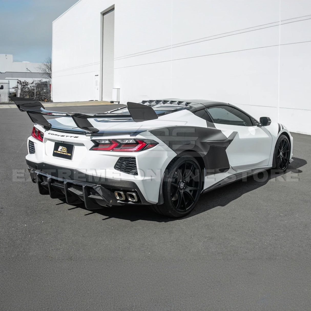 2020+ Corvette C8 And ERAY Rear Bumper Diffuser Quad Exit - Carbon Fiber