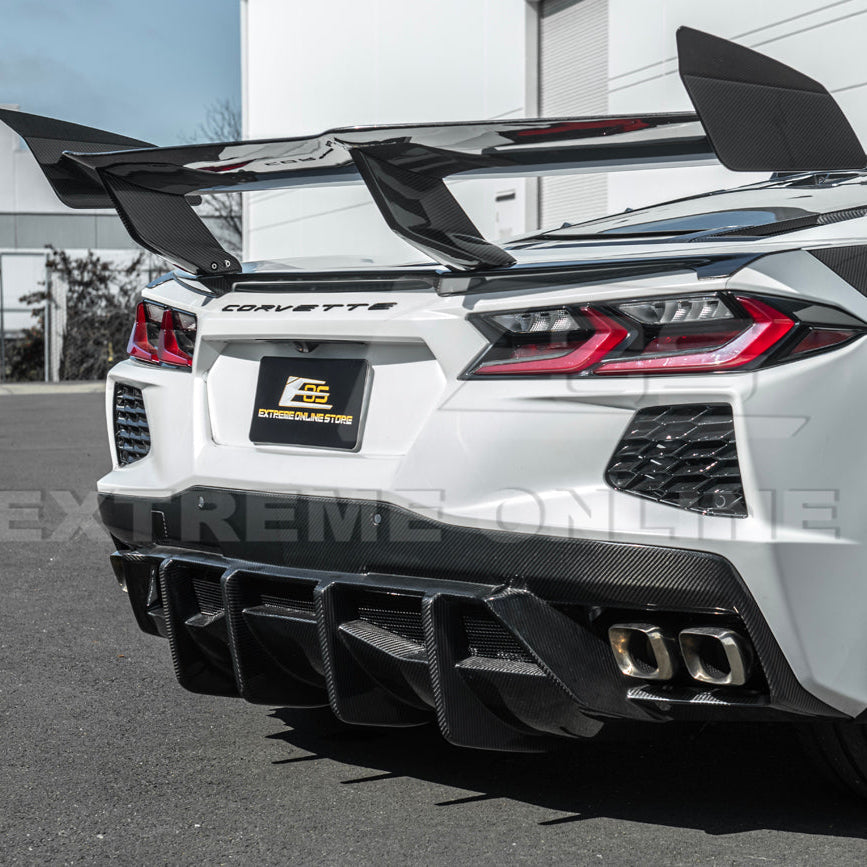 2020+ Corvette C8 And ERAY Rear Bumper Diffuser Quad Exit - Carbon Fiber