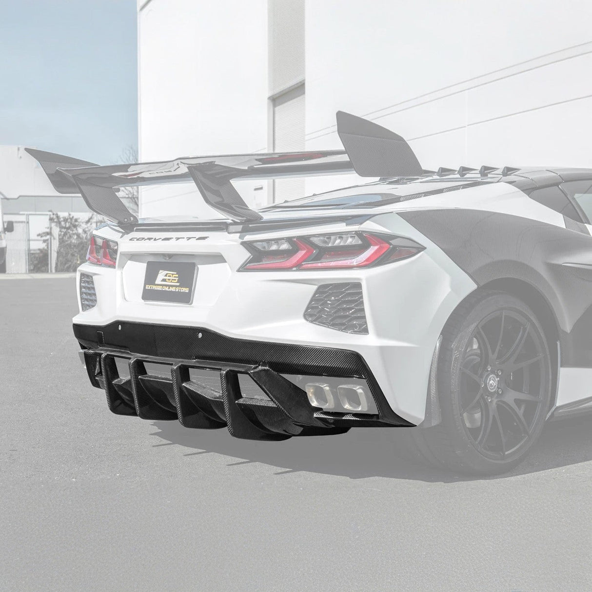 2020+ Corvette C8 And ERAY Rear Bumper Diffuser Quad Exit - Carbon Fiber
