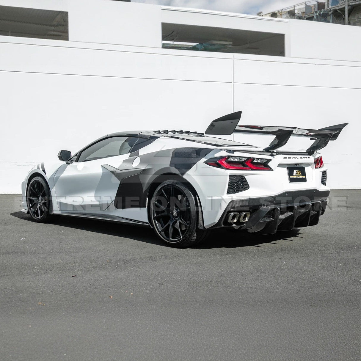 2020+ Corvette C8 And ERAY Rear Bumper Diffuser Quad Exit - Carbon Fiber