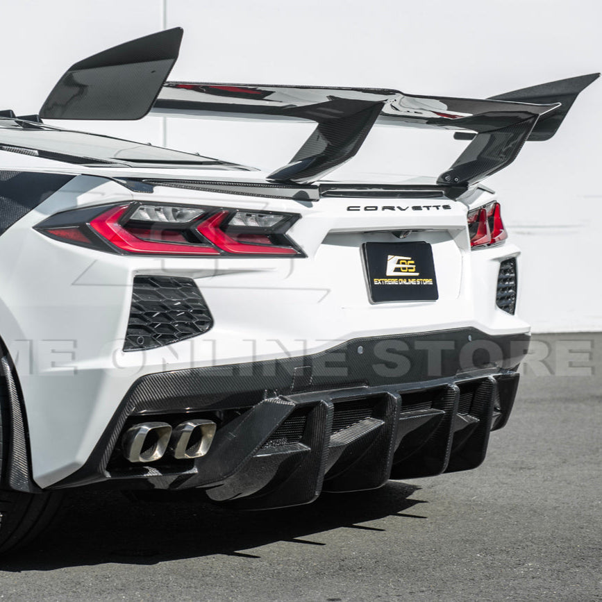 2020+ Corvette C8 And ERAY Rear Bumper Diffuser Quad Exit - Carbon Fiber