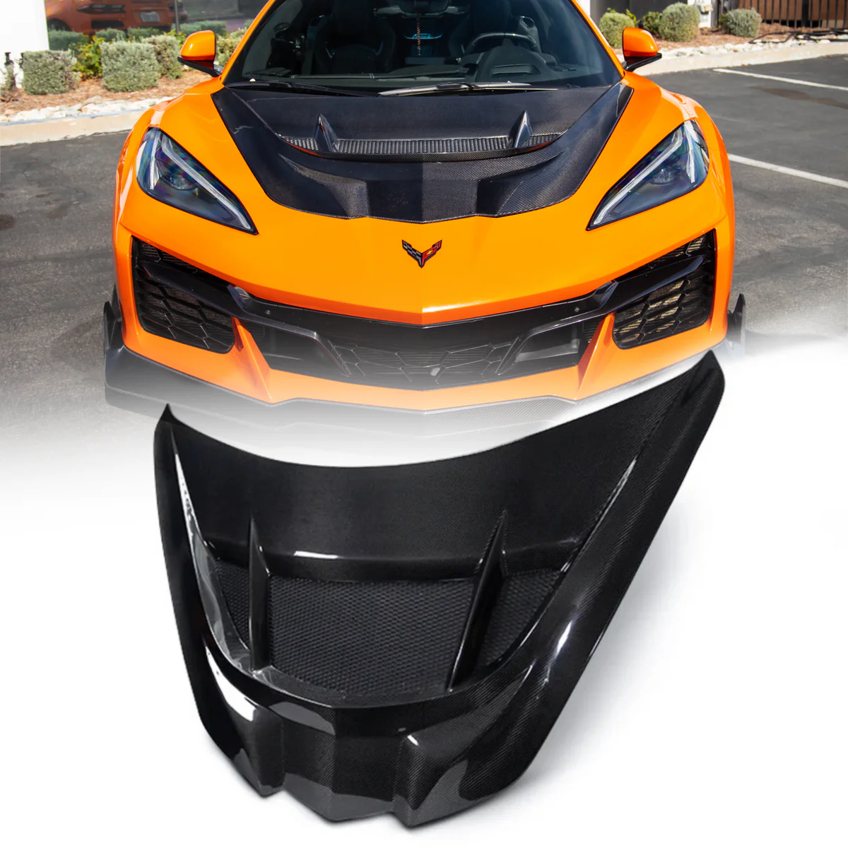 2020-2026 Corvette C8 Type-ZR1 Double Sided Carbon Fiber 2pc Hood For Stingray/Z06/E-Ray