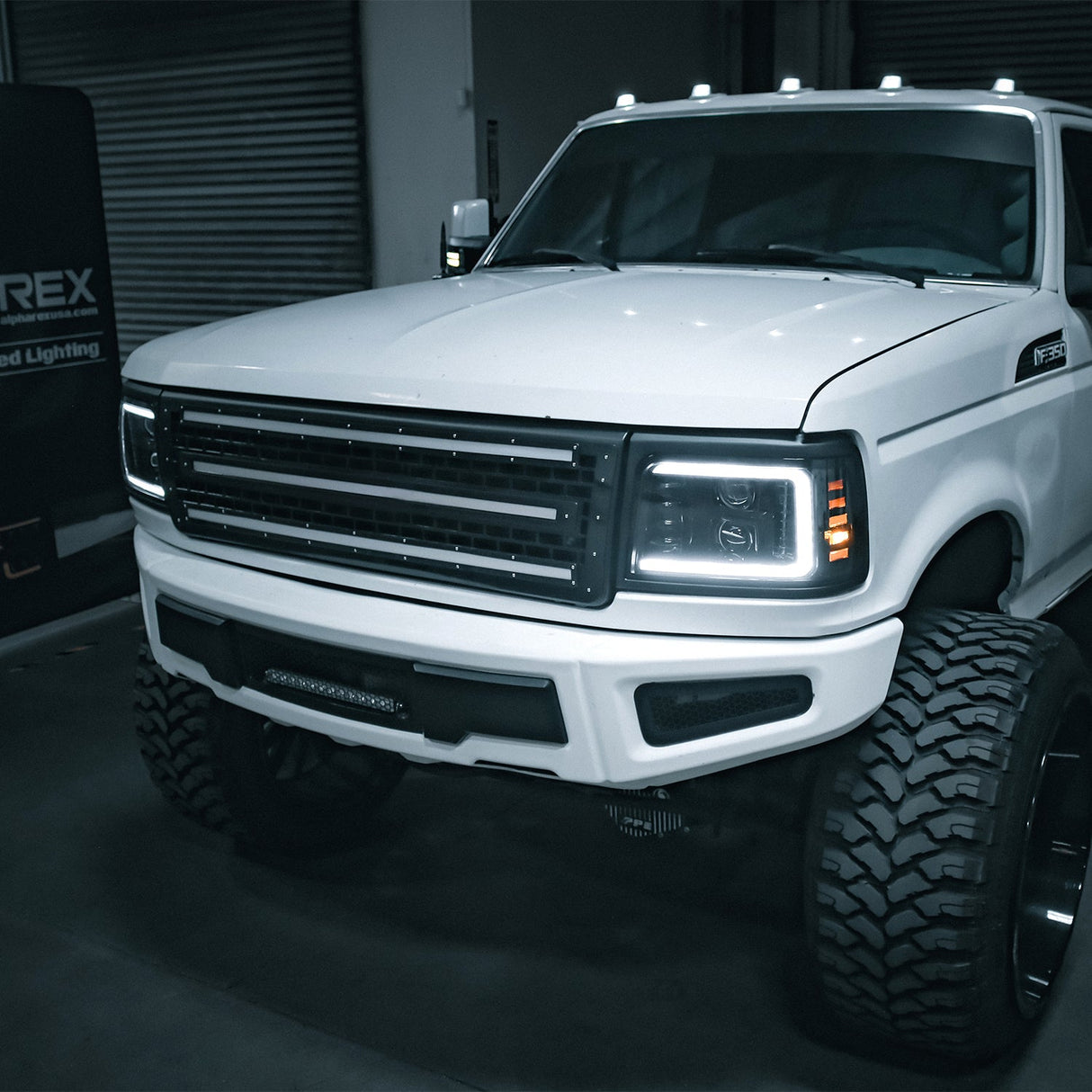 92-96 Ford F-Series/Bronco LED Projector Headlights Alpha-Black | AlphaRex