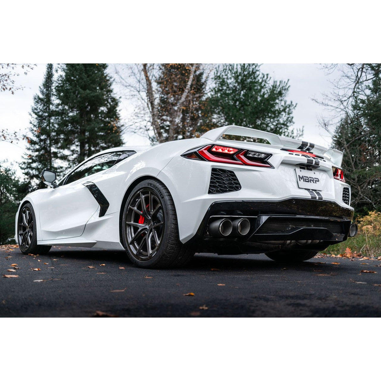 3" Cat-Back, Quad Split Rear, Chevrolet Corvette C8 2020-2025, T304 Stainless Steel, w/ Carbon Fiber Tips