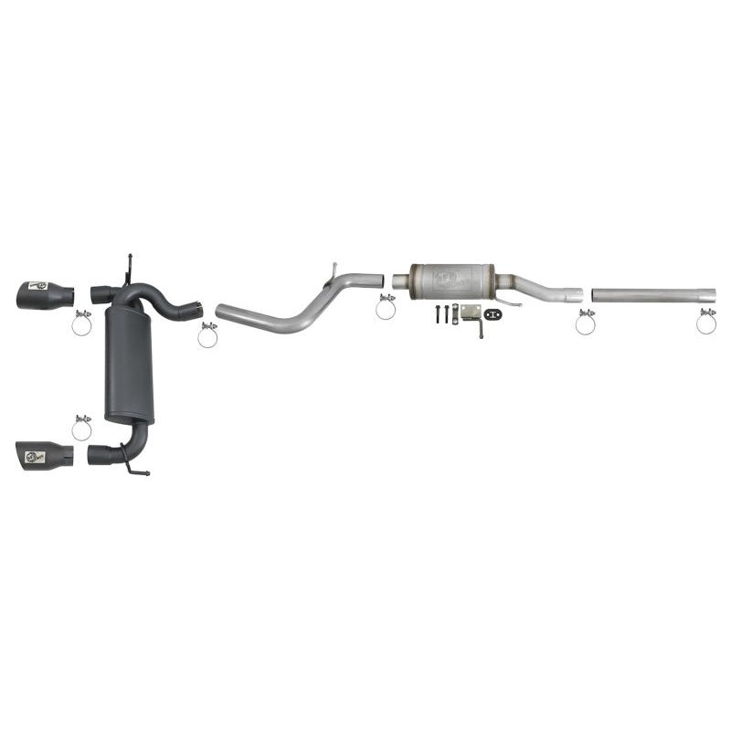 aFe Rebel Series 2.5in 409 SS Cat-Back Exhaust w/ Black Tips 2007+ Jeep Wrangler (JK) V6 3.6L/3.8L