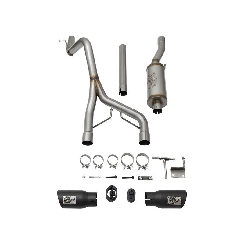 aFe Rebel Series CB 2.5in Dual Center Exit SS Exhaust w/ Black Tips 07-15 Jeep Wrangler 3.6L/3.8L V6