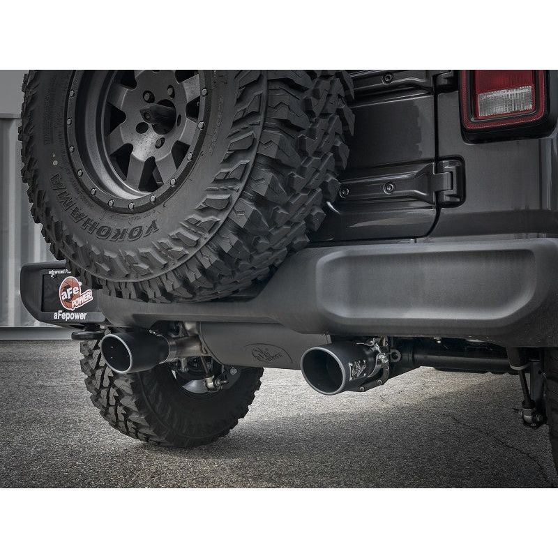 aFe Rebel Series 409 Stainless Steel Cat-Back Exhaust 18-21 Jeep Wrangler JL 2.0L (t) - Black Tip