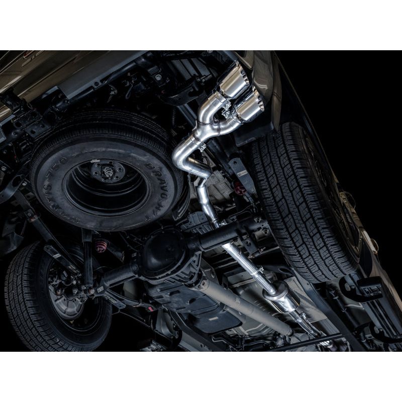 AWE Tuning 4th Gen GM 1500 5.3L 0FG Catback Dual Side Exit (Flat Bumper) - Chrome Tips