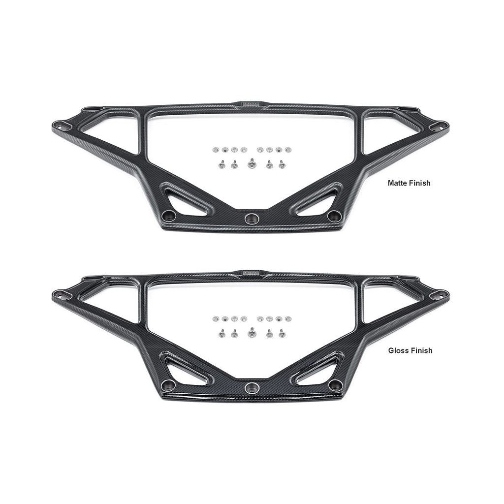Eventuri matte vs gloss carbon CSL strut brace for BMW G8X M2 M3 M4 on white background