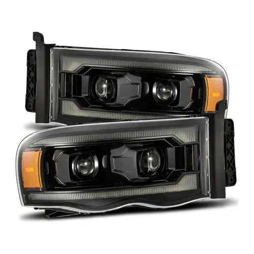 2002-2005 Dodge Ram 1500 2500 3500 | AlphaRex LUXX-Series LED Projector Headlights Alpha-Black - Truck Accessories Guy
