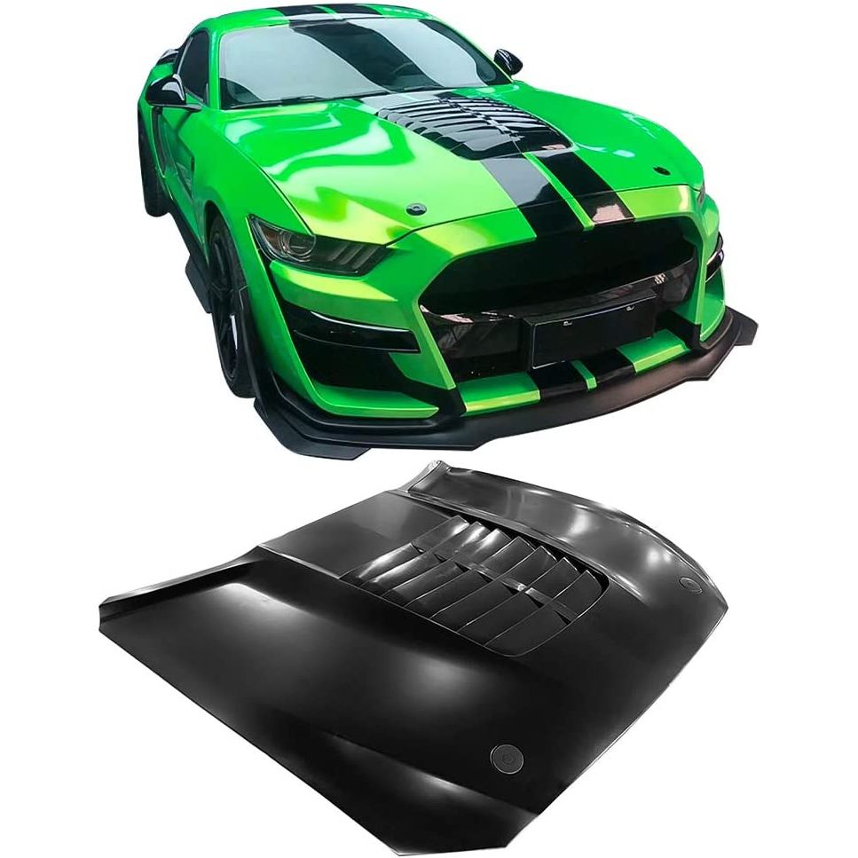 2015-2017 Ford Mustang - GT500 Style Black Front Hood Cover Aluminum - NP Motorsports