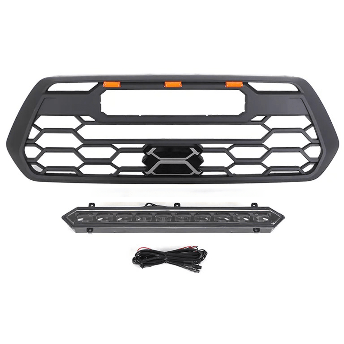 Black Upper Grille Shell Frame For 2016-2022 Toyota Tacoma - Direct Fit ABS Plastic (OE Style)