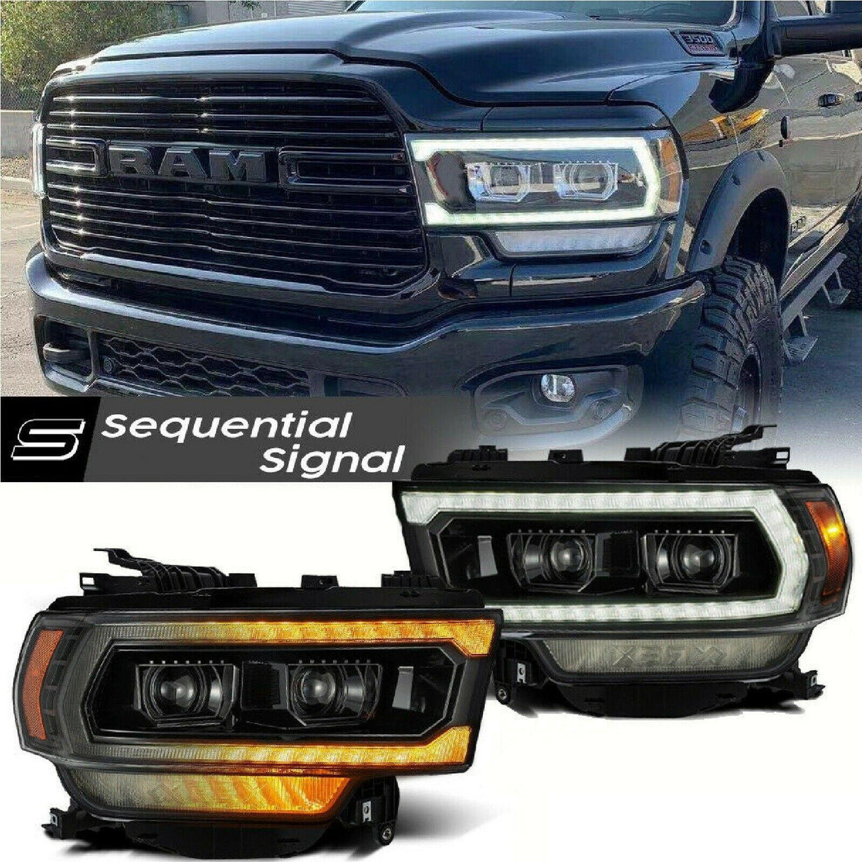 2019-2022 Dodge Ram 2500 | AlphaRex PRO-Series Projector Headlights Alpha-Black - Truck Accessories Guy