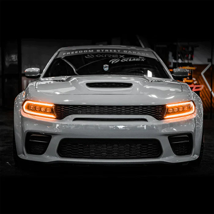 2015-23 Dodge Charger - Alpharex LUXX-Series LED Projector Headlights Alpha-Black