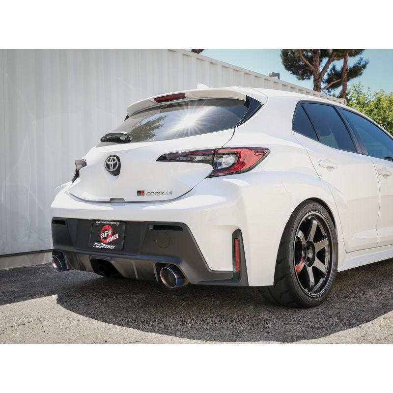 aFe 23-24 Toyota GR Corolla L3 1.6L (t) Gemini XV 3in to 2-1/2in Cat Back Exhaust w/ Blue Flame Tips - NP Motorsports