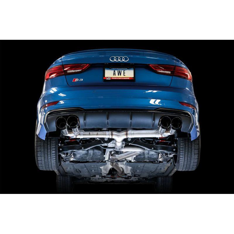 AWE Tuning Audi 8V S3 Track Edition Exhaust w/Diamond Black Tips 102mm - NP Motorsports
