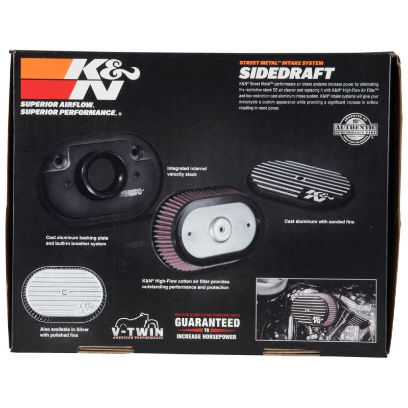 K&N Street Metal Intake System for 02-06 Harley Davidson Road King F/I 88cl Side Draft Dyna/Softail