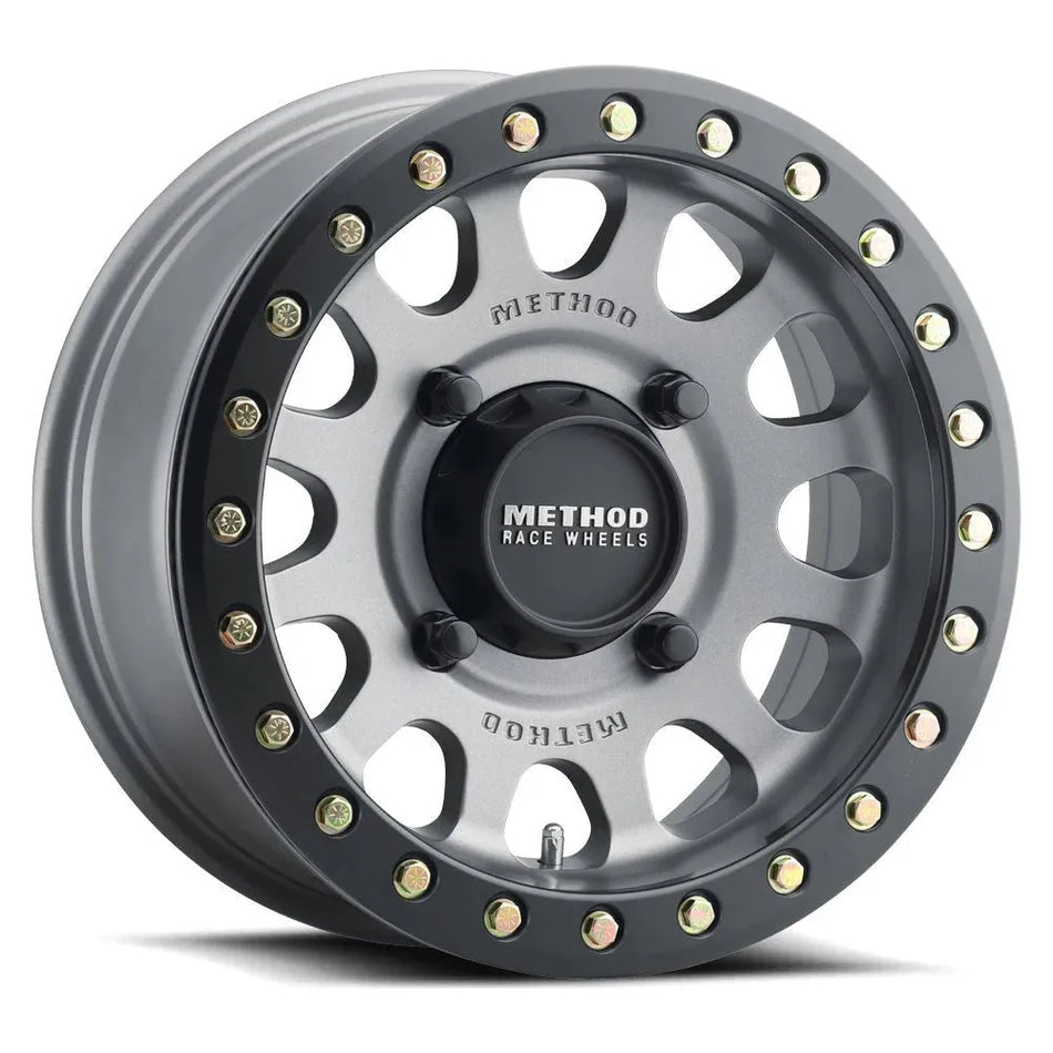 Method MR401 UTV Beadlock 15x6 / 5+1/53mm Offset / 4x156 / 132mm CB Titanium Wheel- Matte Black Ring - NP Motorsports