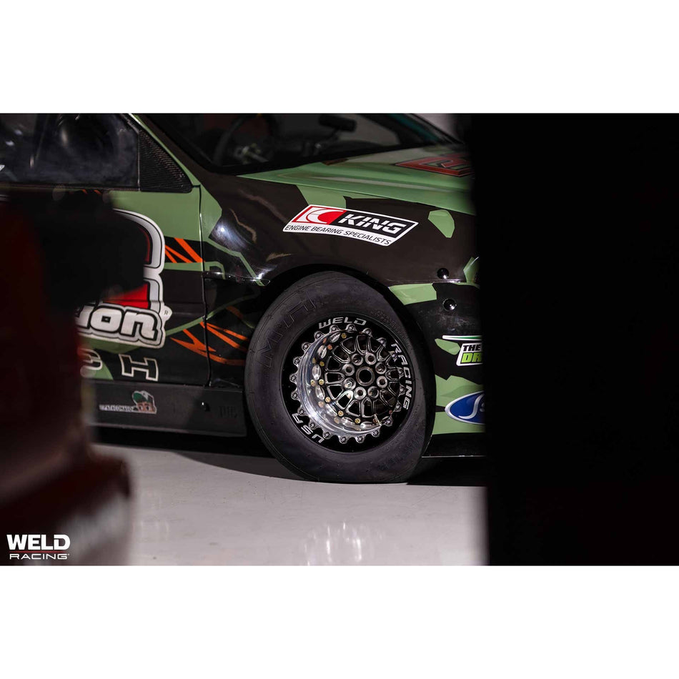 Weld Tuner Import Drag 13x10 / 4x100mm BP / 4.5in. BS Black Wheel CTR - Double Beadlock M/T Blk - NP Motorsports
