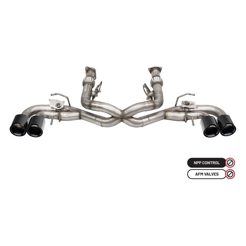 Corsa 20-23 Chevrolet Corvette C8 RWD 3in Valved Cat-Back Delete w/ NPP w/4.5in CF Black PVD Tips