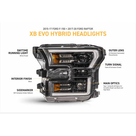 Morimoto - XB Evo Hybrid Headlights: 15-17 Ford F-150 / 17-20 Raptor (Set)