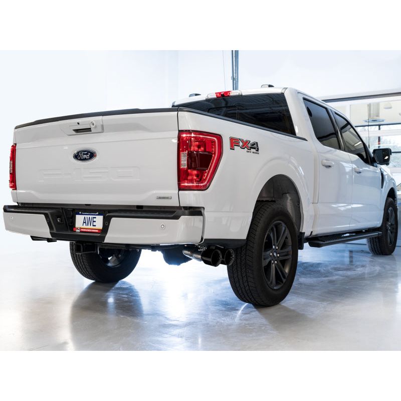 AWE 0FG 21+ Ford F150 Dual Side Exit Cat-Back Exhaust - 4.5in Diamond Black Tips