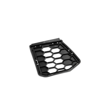 Black honeycomb filter on a white background