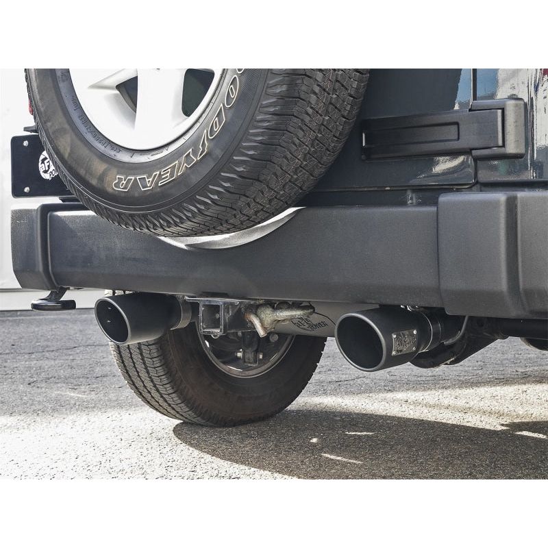 aFe Rebel Series 2.5in 409 SS Cat-Back Exhaust w/ Black Tips 2007+ Jeep Wrangler (JK) V6 3.6L/3.8L