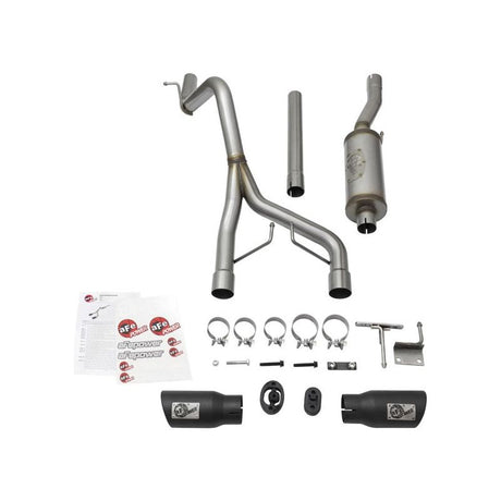 aFe Rebel Series CB 2.5in Dual Center Exit SS Exhaust w/ Black Tips 07-15 Jeep Wrangler 3.6L/3.8L V6