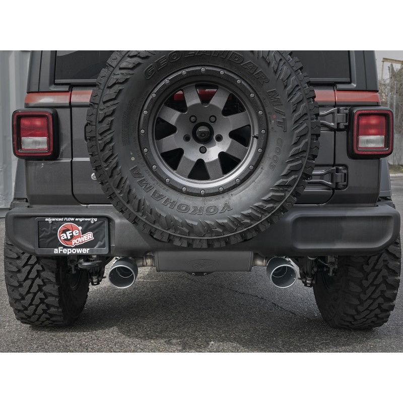 aFe Rebel Series 409 Stainless Steel Cat-Back Exhaust 18-21 Jeep Wrangler JL 2.0L (t) - Black Tip