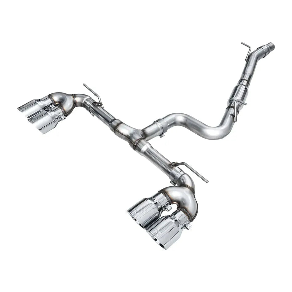 AWE MK8 Volkswagen Golf R 3in Track Edition Quad Exhaust - Chrome Silver Tips