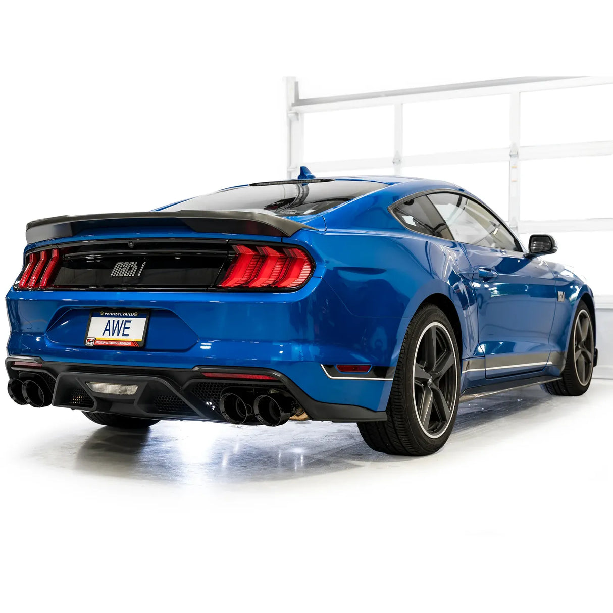 AWE Tuning 21-23 Ford Mustang Mach 1 SwitchPath Cat Back Exhaust w/ Quad Diamond Black Tips
